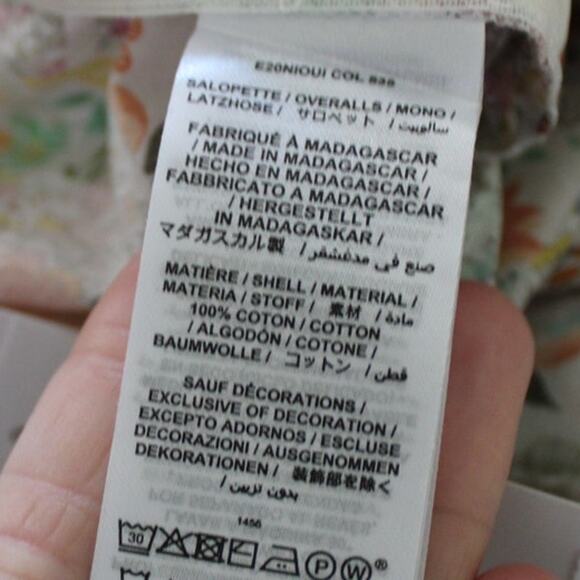 NWT Bonpoint Nioui Cotton Overalls Smocked Bib Floral Boho Print Girls 12 - Picture 9 of 9